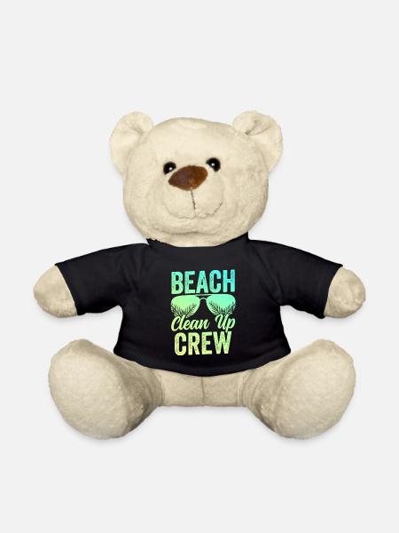 Beach Clean Up Team Beach Cleaning Beach - Teddy Bear - black
