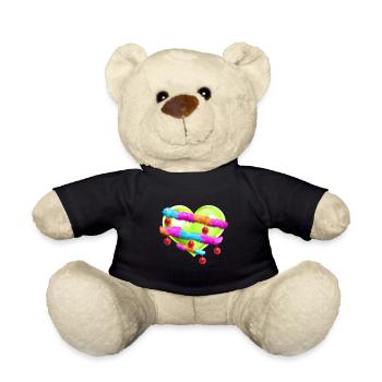 Green Heart With Garland And Christmas Tree Balls - Teddy Bear - black - Front