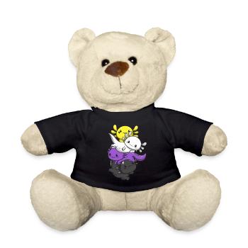 Nichtbinärer Stolz Kawaii Axolotl Haufen Nichtbinä - Teddy - Schwarz - Vorne