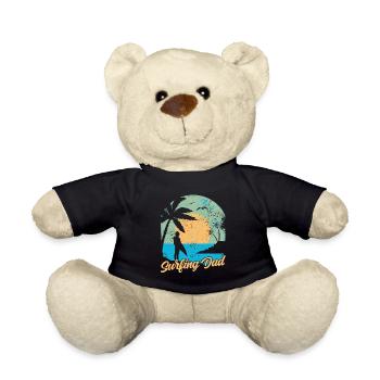 Surfender Vater Surfing Surfen Surfbrett Surfer - Teddy - Schwarz - Vorne
