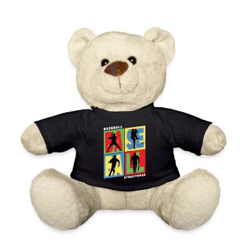 Baseball Baseballspieler USA Sport Vintage Retro - Teddy - Schwarz - Vorne