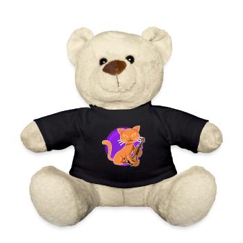 Musiker mit Katze ich spiele Geige - Teddy - Schwarz - Vorne