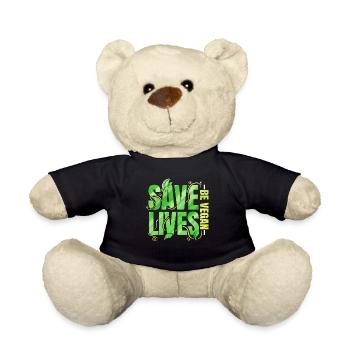 Save Lives - Be Vegan - Teddy Bear - black - Front