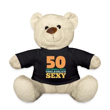 Fünfzig 50 Jahre Fünfzigster Geburtstag - Teddy - Schwarz - Vorne