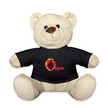 Fraise formant la lettre V pour végétalien - Nounours - noir - Devant