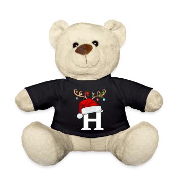 Lettre H bonnet de Noël - Nounours - noir - Devant