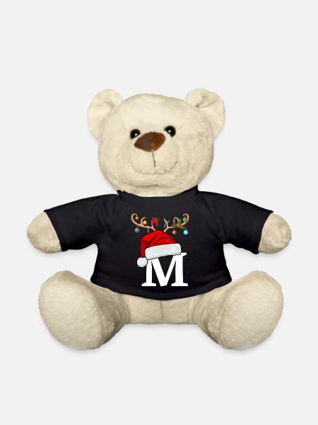Brief M Weihnachtsmütze - Teddy - Schwarz