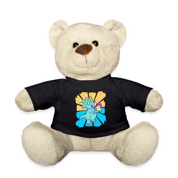 Birthday Gift Kids Dino Dragon Snacking - Teddy Bear - black - Front