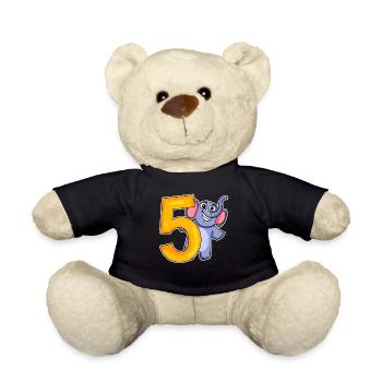 5 Jahre alt - 5 Geburtstag mit Tier Motiv - Teddy - Schwarz - Vorne
