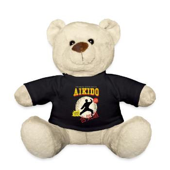 Aikido Kampfsport Kampfkunst Kämpfer Vintage Retro - Teddy - Schwarz - Vorne