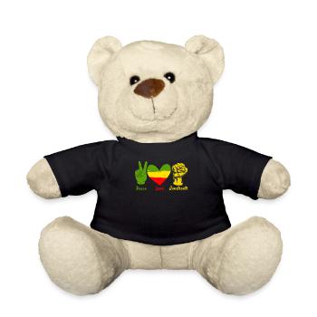 Peace Love Juneteenth African Woman - Teddy Bear - black - Front