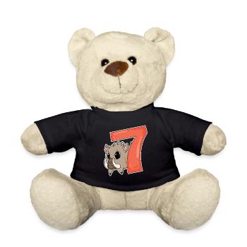 7 years old - 7th birthday with animal motif - Teddy Bear - black - Front