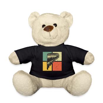 Panflute Panflute player Panflutist - Teddy Bear - black - Front