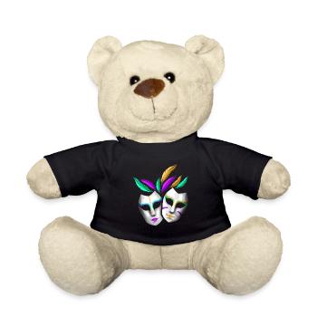 Paire de masques blancs avec plumes pour Mardi Gras - Nounours - noir - Devant