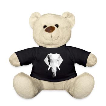 Polygon Design Elefant Tierkopf schwarz weiß - Teddy - Schwarz - Vorne