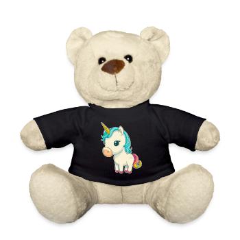 Licorne colorée douce mignonne bande dessinée bande dessinée - Nounours - noir - Devant