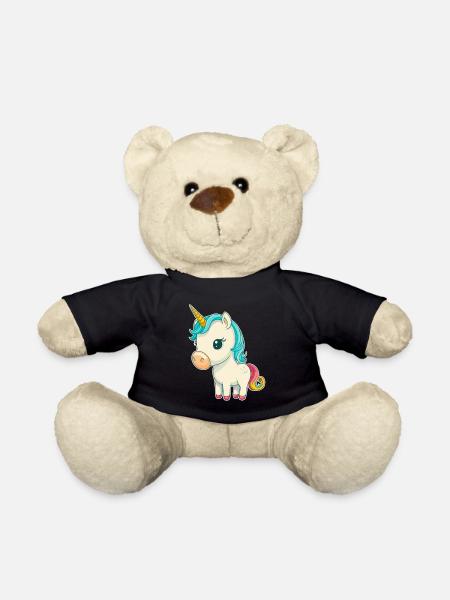 Einhorn Bunt Farben Süß Niedlich Cartoon Comic - Teddy - Schwarz