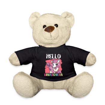 Hello Kindergarten Humor Children Sweet Sayings - Teddy Bear - black - Front
