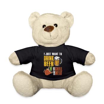 Lustiger Grill-Spruch I Grillen Motiv - Teddy - Schwarz - Vorne