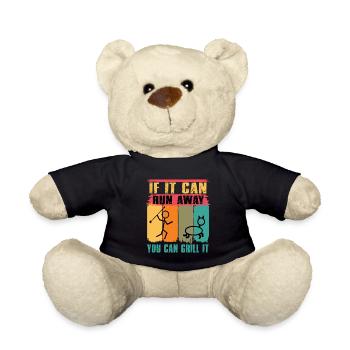 Lustiger Grill-Spruch I Grillen Motiv - Teddy - Schwarz - Vorne