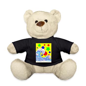 Clowncore Aesthetic Great Wave Off Kanagawa - Teddy Bear - black - Front