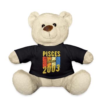 Fische 2003 Geburtstag Sternzeichen Geschenk - Teddy - Schwarz - Vorne