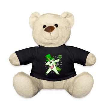 Dabbing Einhorn Kleeblatt St. Patrick's Day - Teddy - Schwarz - Vorne