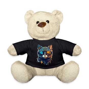 Coole Hipster Haustier Katze mit Sonnenbrille - Teddy - Schwarz - Vorne