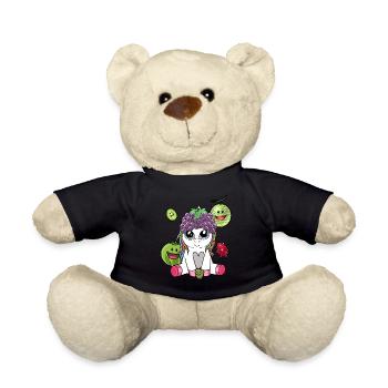 Sommerzeit Einhorn exotisch Obst Früchte Vitamine - Teddy - Schwarz - Vorne