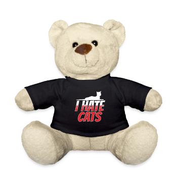 I hate cats puppy dog lover animal - Teddy Bear - black - Front