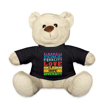 Inclusion Kindness Peace Love Diversity - Teddy Bear - black - Front