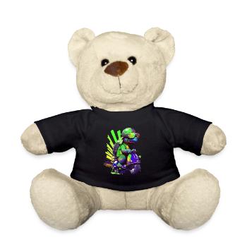 Funny colorful turtle on a scooter - Teddy Bear - black - Front