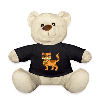 Italian Pizza Cat Lovers - Teddy Bear - black - Front