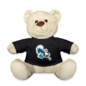 Surfing Panda Bear Zookeeper Animal Surfer - Teddy Bear - black - Front