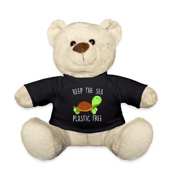 Save the Earth Keep the Sea Plastic free - Teddy Bear - black - Front