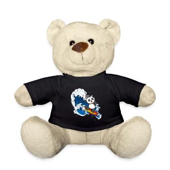 Zookeeping Surfing Wildlife Animal Panda Bear Surfing - Teddy Bear - black - Front
