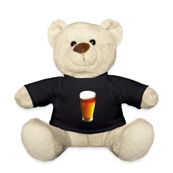 Bier Glas Schaum Alkohol Trinker - Teddy - Schwarz - Vorne