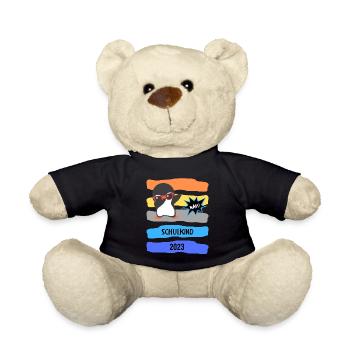 Schulkind Dab - Schulkind 2023 - Pinguin - Bäm - Teddy - Schwarz - Vorne