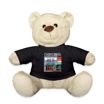 59e anniversaire homme April Born 1964 Cassette - Nounours - noir - Devant