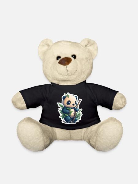 Panda mignon avec bambou - Nounours - noir