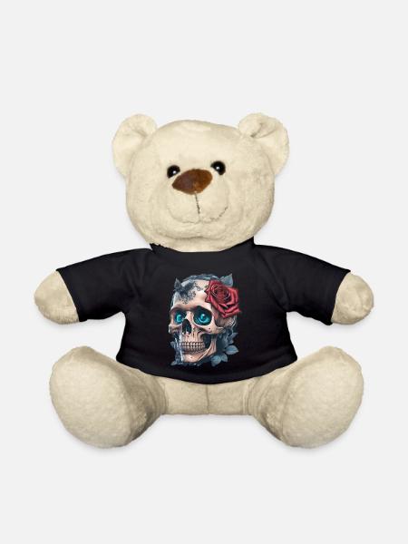 Totenkopf mit Rosen - Teddy - Schwarz