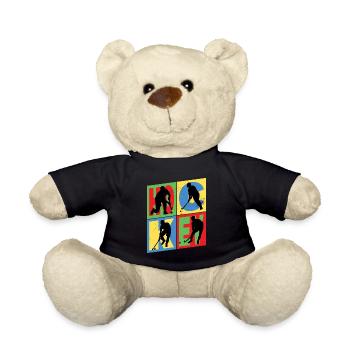Hockey Feldhockey Spieler Sport Fan Vintage Retro - Teddy - Schwarz - Vorne