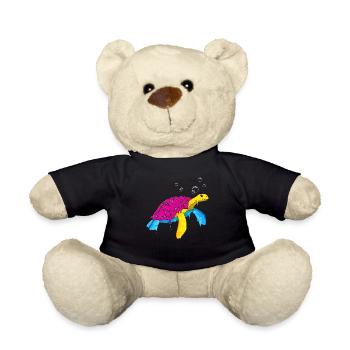 Pansexual Pride Pan Flag Sea Turtle Subt - Teddy Bear - black - Front