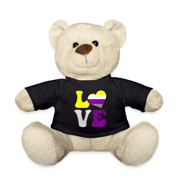 Nicht-binäre Stolz Flagge LIEBE Herz LGBTQ - Teddy - Schwarz - Vorne