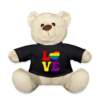 Gay Pride Drapeau arc-en-ciel LOVE Heart LGB - Nounours - noir - Devant