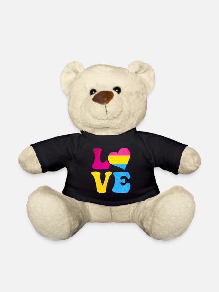 Pansexual Pride Pan Flag LOVE Heart LGBTQ - Nounours - noir