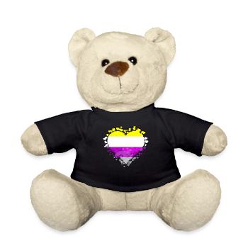 Nicht binäre Stolz Flagge Herzen Sublte LGBTQ - Teddy - Schwarz - Vorne