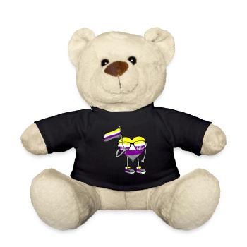 Nicht binär Stolz Flagge Herz Sublte LGBTQ - Teddy - Schwarz - Vorne