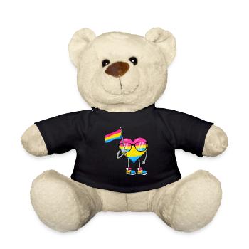 Pansexual Pride Pan Flag Heart Sublte LGBTQ - Teddy Bear - black - Front
