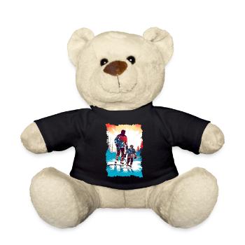 Vater und Sohn Eishockey Vatertags Geschenk - Teddy - Schwarz - Vorne